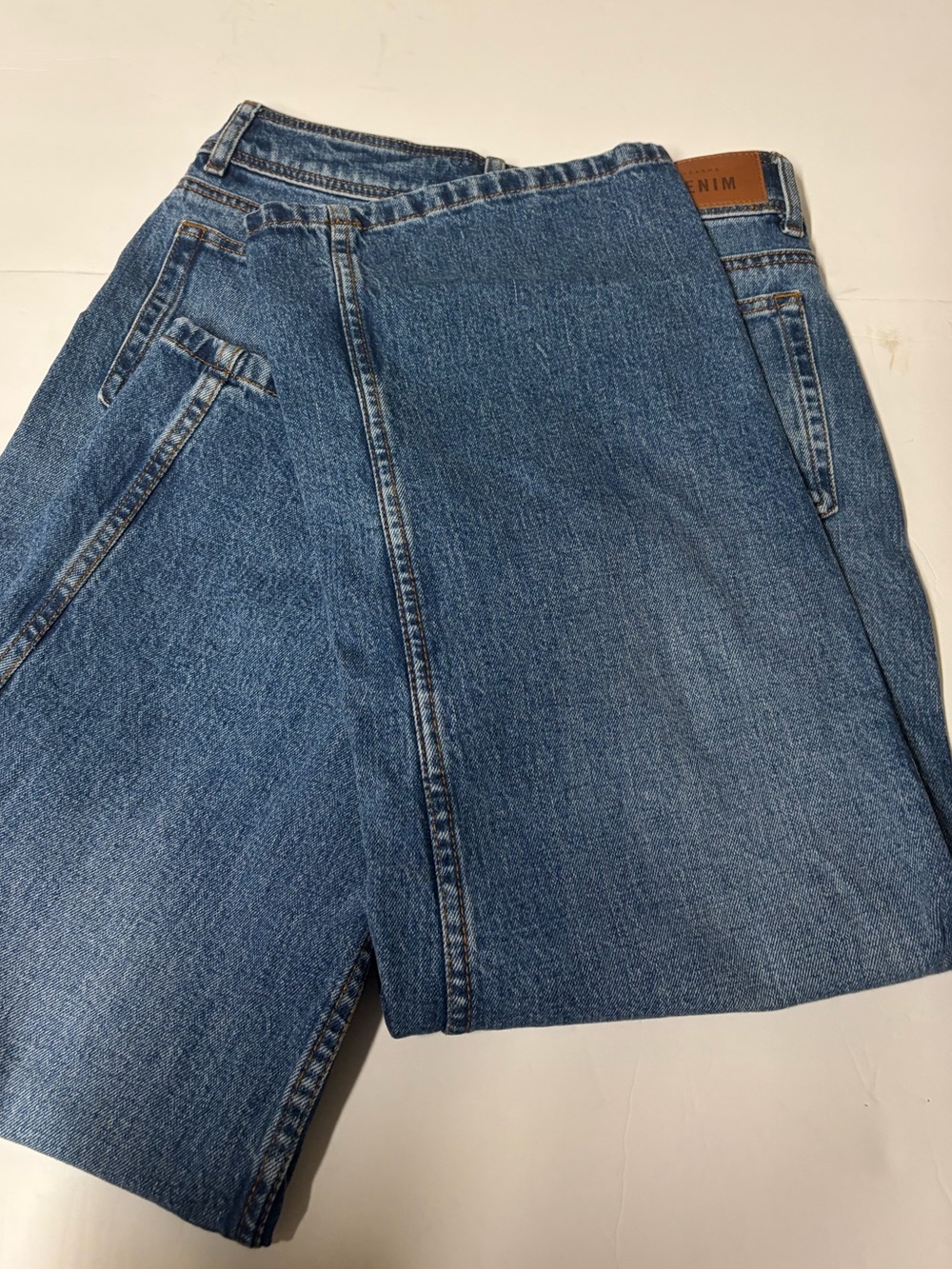 Sezane Le Crop Wide Leg Blue Rigid Denim Jeans - Picture 10 of 11
